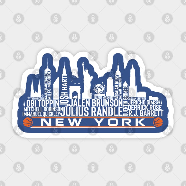 New York Basketball Team 23 Player Roster, New York City Skyline Sticker by Legend Skyline